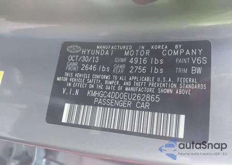 2014 Hyundai Genesis 3.8 from USA, damaged, VIN KMHGC4DD0EU262865